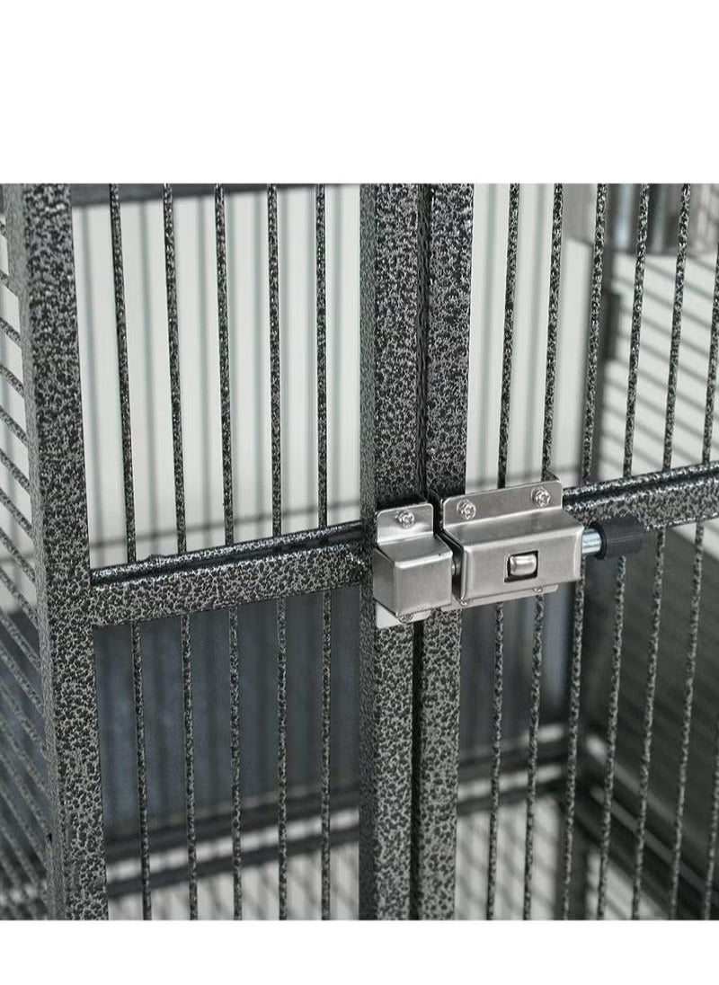 Wrought Iron Bird Cage with Stand, Large Bird Cage with Rolling Stand Parrot Chinchilla Finch Cage Macaw Conure Cockatiel Cockatoo Pet, 155x45.5x64.5cm