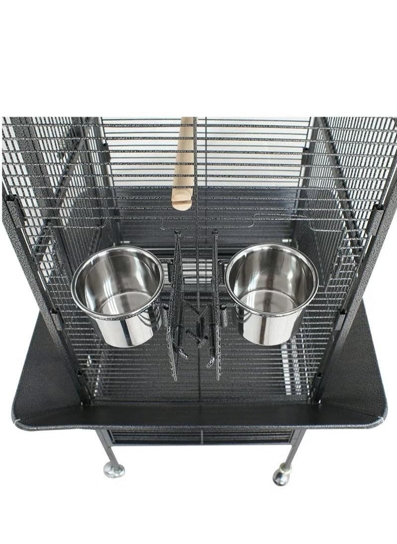 Wrought Iron Bird Cage with Stand, Large Bird Cage with Rolling Stand Parrot Chinchilla Finch Cage Macaw Conure Cockatiel Cockatoo Pet, 155x45.5x64.5cm