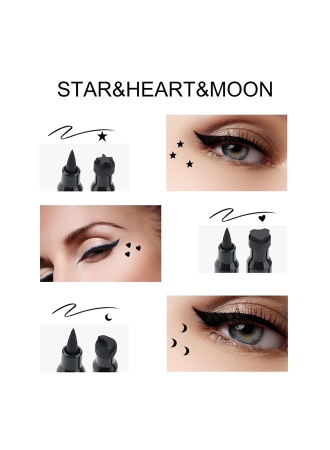 Ownest 3 Pcs Double-sided Liquid Eyeliner Pen,with Eye Makeup Stamp Super Slim Gel Felt Tip High Black Pigment,Waterproof Smudgeproof Long Lasting Eyeliner Eye Tattoo Makeup Tool-Set A - Image 3