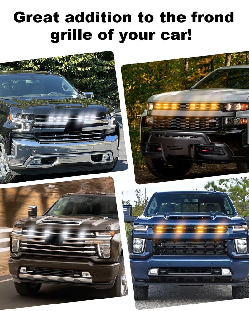 TBHOO LED Grill Light for 2025 2024 Chevrolet Silverado Raptor Grille Lights Amber Warning Front Bumper Lamp 2019-2023 Silverado Accessories 4Pcs (Yellow) - Image 4