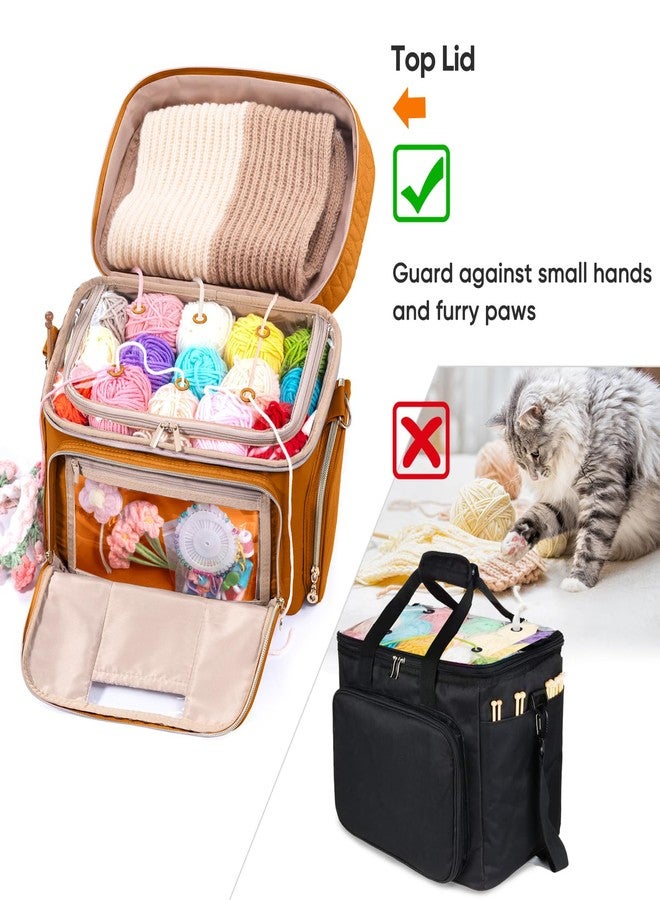 MYBAGZING Crochet Bag Organizer - Yarn Bags for Crocheting - Crochet Storage Bag with Pockets for Crochet Hooks, Crochet Accessories - Yarn Organizers - Yarn Holders for Crocheting - Knitting Bags - Image 3