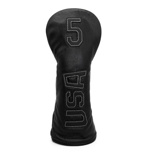 barudan golf Black with White Siitching USA Golf Headcover 5 Wood Head Cover Headcover Fits for All Brand 1pc for 5Wood - Image 1