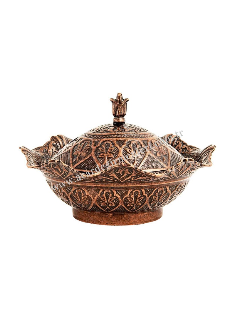 Chic Ottoman-Style Copper Sugar Pot with Lid – Magical Red Color, Stylish Design, Made in Turkey 