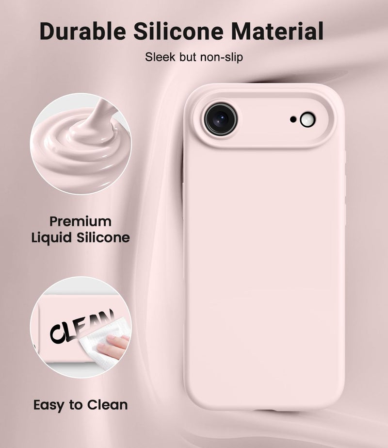 OTOFLY Magnetic for iPhone 17 Air Case,Compatible with Magsafe,Classic Liquid Silicone Mobile Phone Case,Integrated Camera Control Button,Anti-Scratch Microfiber Lining, Chalk Pink - Image 2