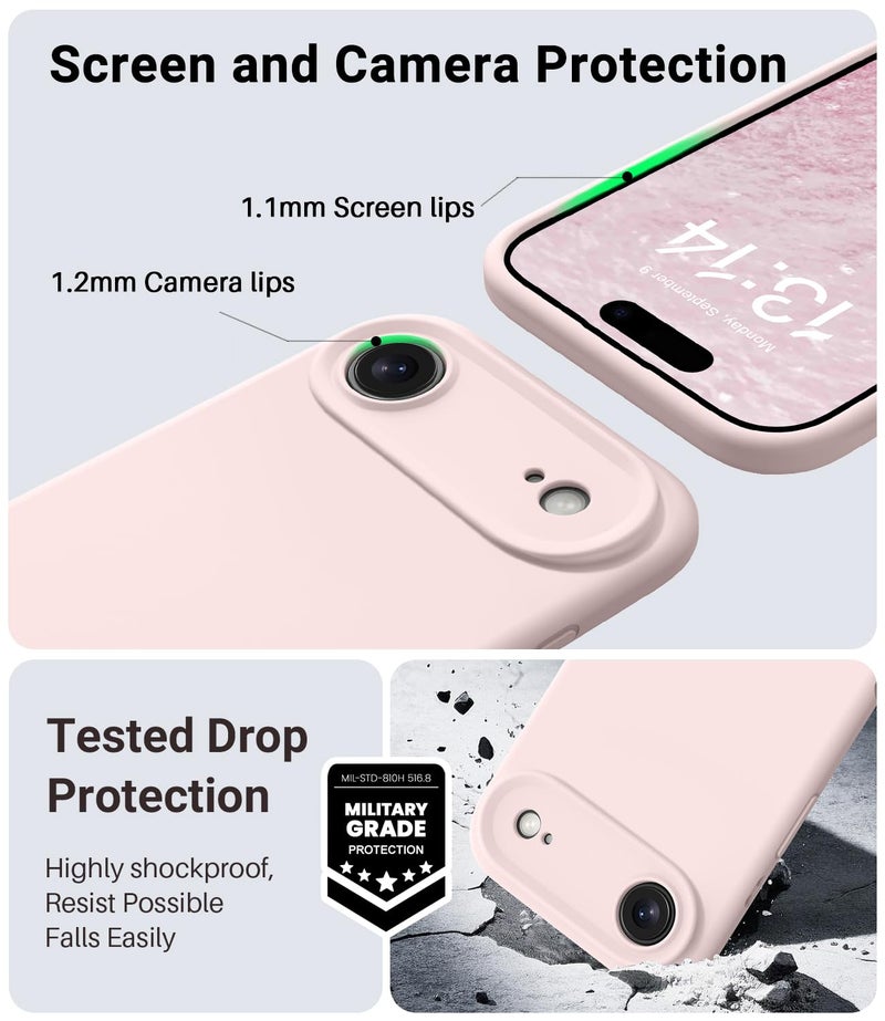 OTOFLY Magnetic for iPhone 17 Air Case,Compatible with Magsafe,Classic Liquid Silicone Mobile Phone Case,Integrated Camera Control Button,Anti-Scratch Microfiber Lining, Chalk Pink - Image 4