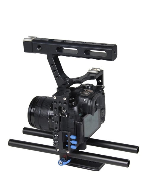 PULUZ Camera Cage Handle Stabilizer for Sony A7 & A7S & A7R, A7 II & A7R II & A7S II, A7R III & A7S III, A7R IV, A6000, A6500, A6300, Panasonic Lumix DMC-GH4