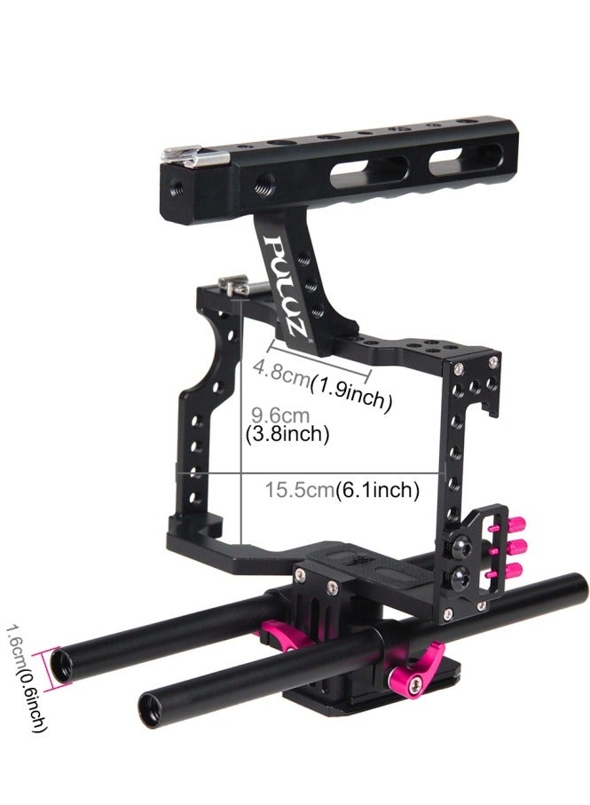 PULUZ Camera Cage Handle Stabilizer for Sony A7 & A7S & A7R, A7 II & A7R II & A7S II, A7R III & A7S III, A7R IV, A6000, A6500, A6300, Panasonic Lumix DMC-GH4