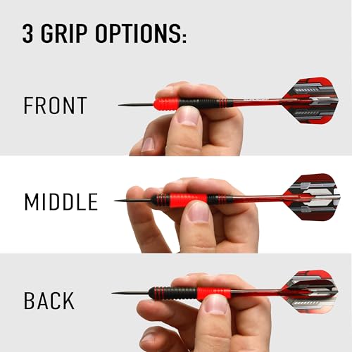 Harrows Ace Rubber Brass Steel Tip Darts Set 20g, 22g, 24g & 26g - Includes Supergrip Shafts, Micron Marathon Flights & Convenient Travel Case 22g - Image 4