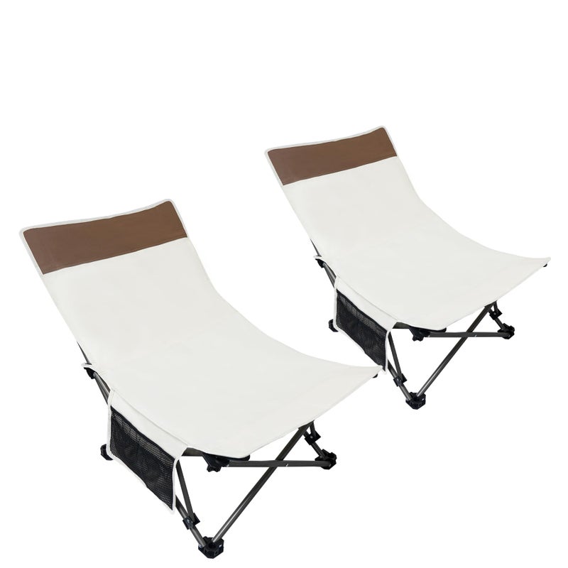 WTVIDAS Compact Beach Chairs 2 Pack with 3-Position Lay Flat Low Portable Camping Chairs for Adults Folding Reclining Chairs for Beach, Lawn, Travel - Image 1