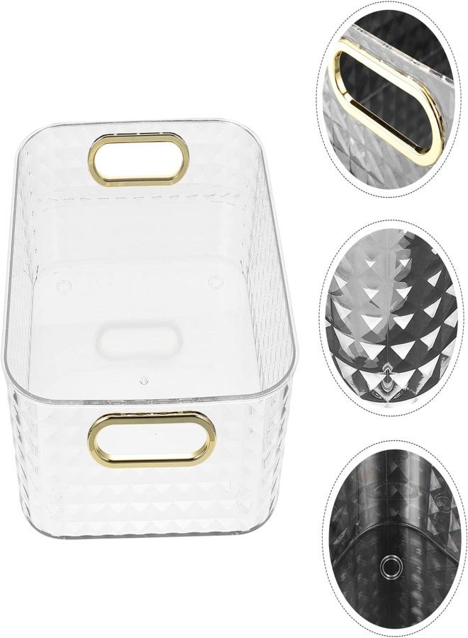 KD ZONE Clear Acrylic Diamond Pattern Storage Bin with Golden Handles, Decorative Organiser for Home, Office, Bathroom - Image 5