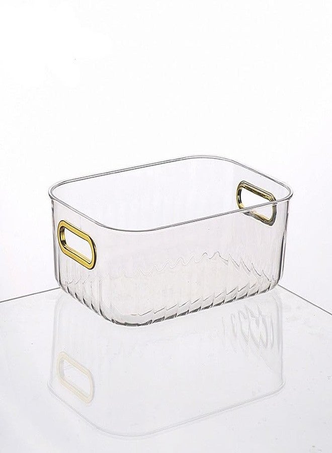 KD ZONE Clear Acrylic Diamond Pattern Storage Bin with Golden Handles, Decorative Organiser for Home, Office, Bathroom - Image 3