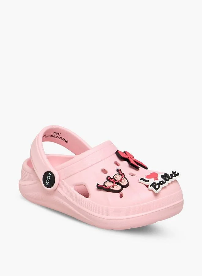 أكوا Girls Bow Applique Clogs
