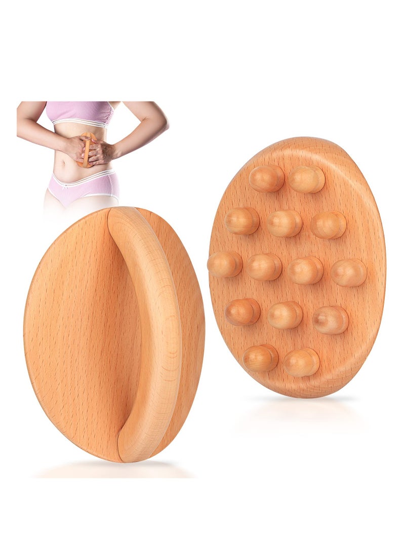SYOSI Wood Massage Tools for Body Shaping and Massage Wooden Gua Sha Tools with 14 Massage Beads for Waist Buttocks Thighs Arms and Belly High Quality Natural Beech Wood  - Image 1