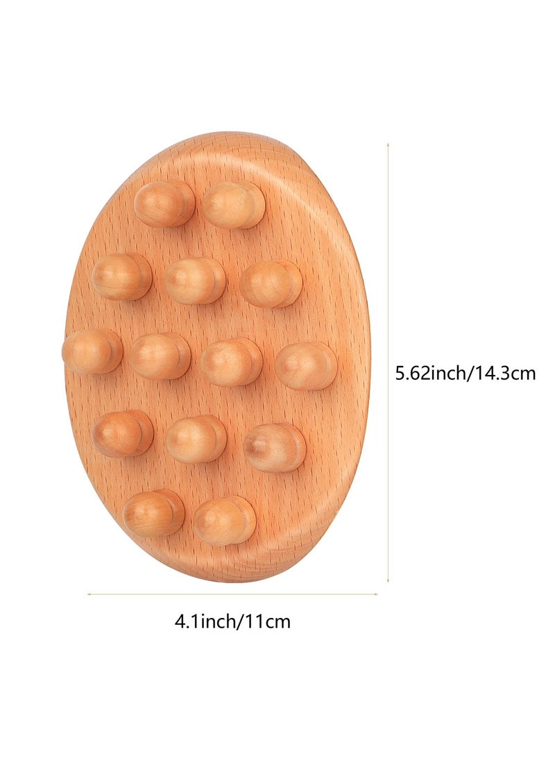 SYOSI Wood Massage Tools for Body Shaping and Massage Wooden Gua Sha Tools with 14 Massage Beads for Waist Buttocks Thighs Arms and Belly High Quality Natural Beech Wood  - Image 3