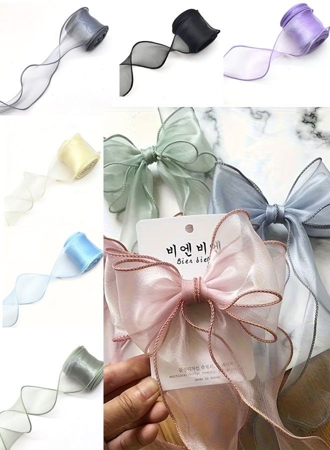 Ribbon,Multicolor Party Decoration Supplies Pink,6 Rolls of Double-Sided Ribbon, 1 inch x 10 yards (Total 60 yards), Bows, Gift Wrapping  Ribbons for Bouquets,Cake Flower Ribbon Tie - Image 1