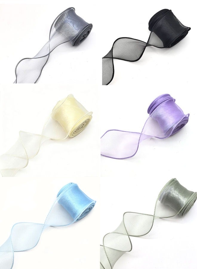 Ribbon,Multicolor Party Decoration Supplies Pink,6 Rolls of Double-Sided Ribbon, 1 inch x 10 yards (Total 60 yards), Bows, Gift Wrapping  Ribbons for Bouquets,Cake Flower Ribbon Tie - Image 2