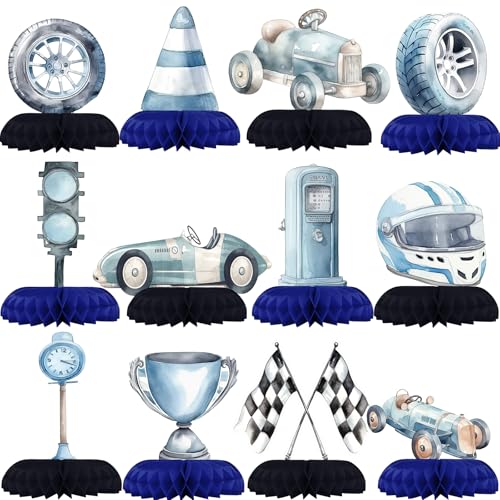 HaPiBiDesign Race Car Party Decorations Honeycomb Centerpieces for Racing Birthday Decor Race Car Table Decoration for Kids - Image 1