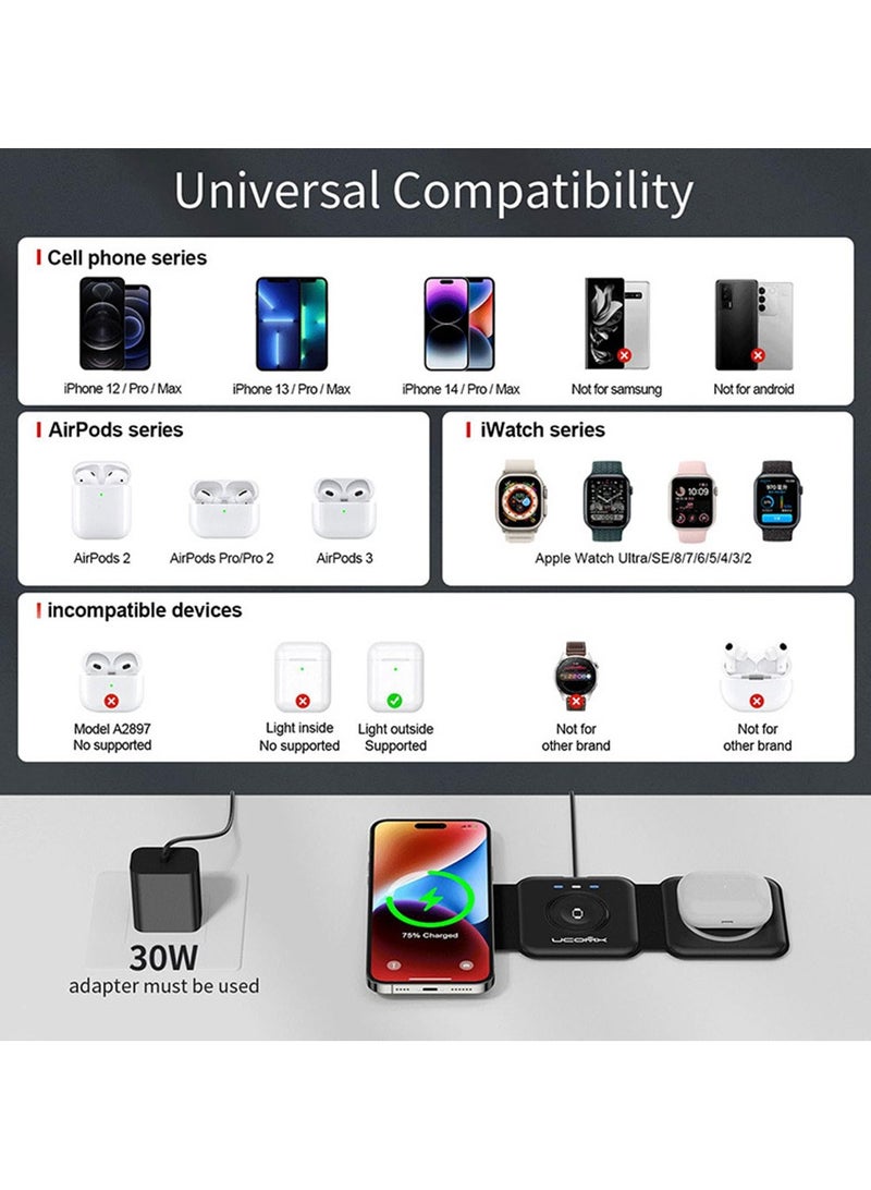 Cool Baby Magnetic Wireless Charger for iPhone,Fodable 3 in 1 Charging Station for Multiple Apple Devices,Wireless Fast Charging Stand for Mobile Phone Watch Earphones - Image 5