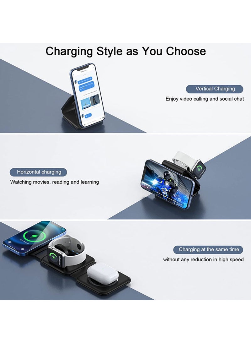 Cool Baby Magnetic Wireless Charger for iPhone,Fodable 3 in 1 Charging Station for Multiple Apple Devices,Wireless Fast Charging Stand for Mobile Phone Watch Earphones - Image 2