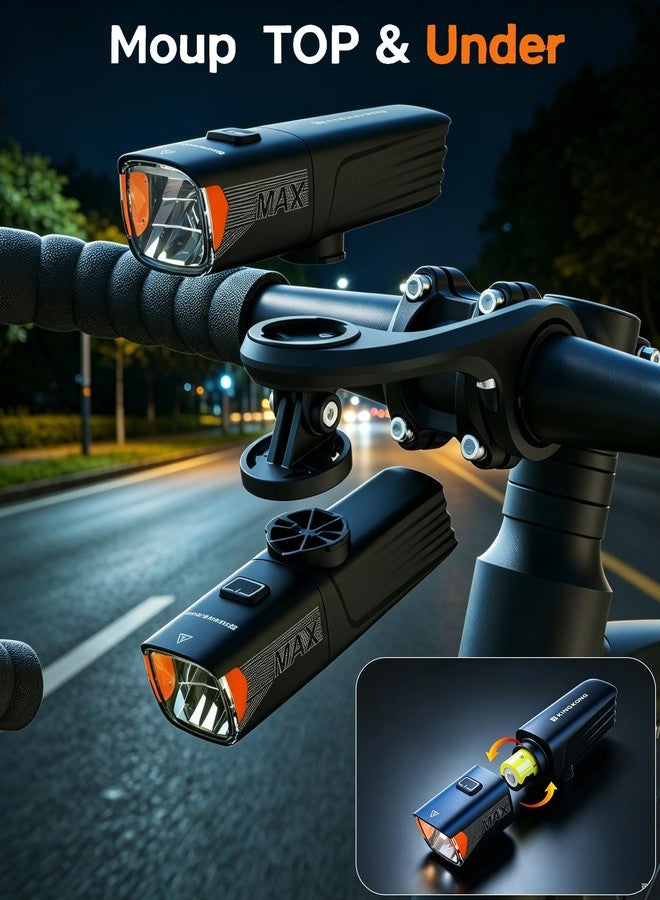KING KONG Kingkong Bike Lights High & Low Beam 1200 Lumen Rechargeable Bicycle Headlight, Bike Lights for Night Riding, Waterproof MTB Accessories Compatible Garmin & GoPro Mount, Replaceable Batteries X7MAX - Image 4