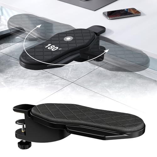 CABTE Ergonomics Desk Extender Tray Table Mount Arm Wrist Rest Shelf 180 Swivel Elbow Arm Support Computer Desk Extender Tray for Home and Office Black Rotating - Image 1