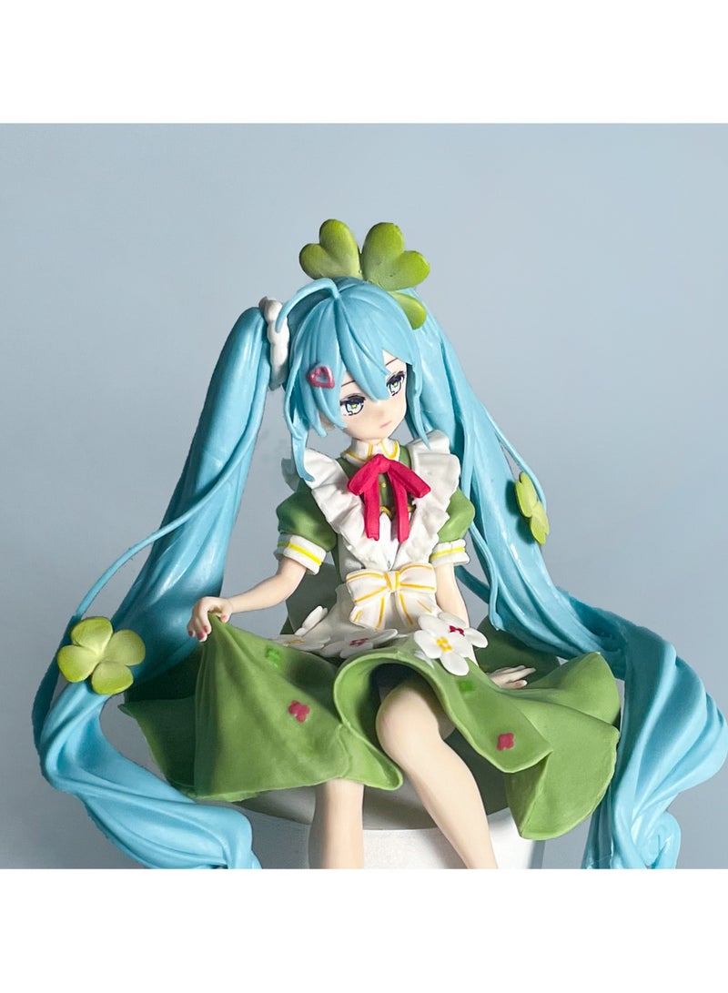 general Hatsune Miku Clover Fairy Figure - 15cm Collectible PVC Statue Lucky Clover Theme Anime Figurine for Desktop Decoration & Fans - Image 3