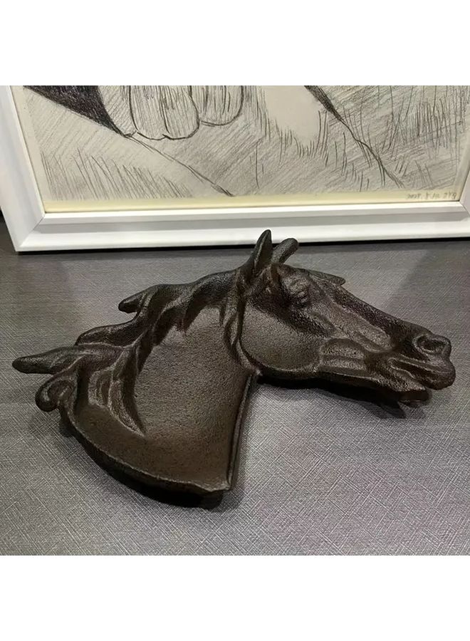 Cast Iron Horse Ashtray Vintage Animal Shaped Decorative Tray For Home Office - Image 4