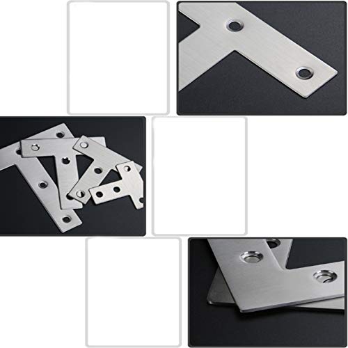 Tiberham T Shaped Repair Plate, Tiberham 80 x 80 mm Stainless Steel Corner Brackets Angle Braces, Heavy Duty Flat Mending Plate Joining Connector Fixing Bracket Support (Pack of 10) - Image 3