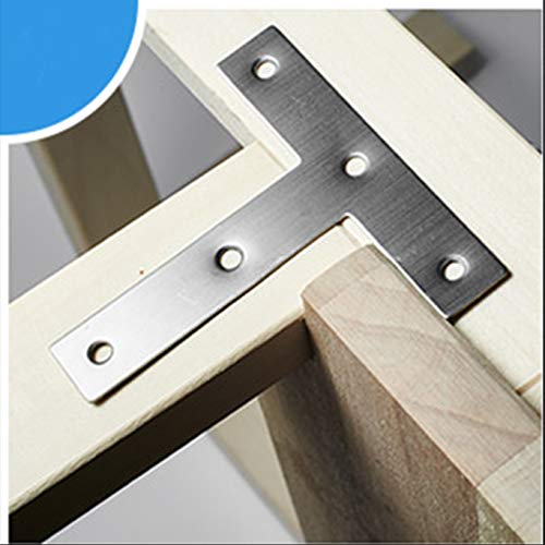Tiberham T Shaped Repair Plate, Tiberham 80 x 80 mm Stainless Steel Corner Brackets Angle Braces, Heavy Duty Flat Mending Plate Joining Connector Fixing Bracket Support (Pack of 10) - Image 4