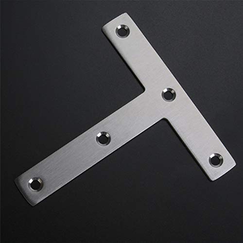 Tiberham T Shaped Repair Plate, Tiberham 80 x 80 mm Stainless Steel Corner Brackets Angle Braces, Heavy Duty Flat Mending Plate Joining Connector Fixing Bracket Support (Pack of 10) - Image 5