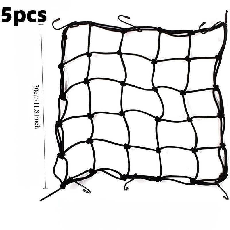 Black Motorcycle Luggage Net 6 Hooks Elastic Cargo Mesh 5 Pack - Image 5
