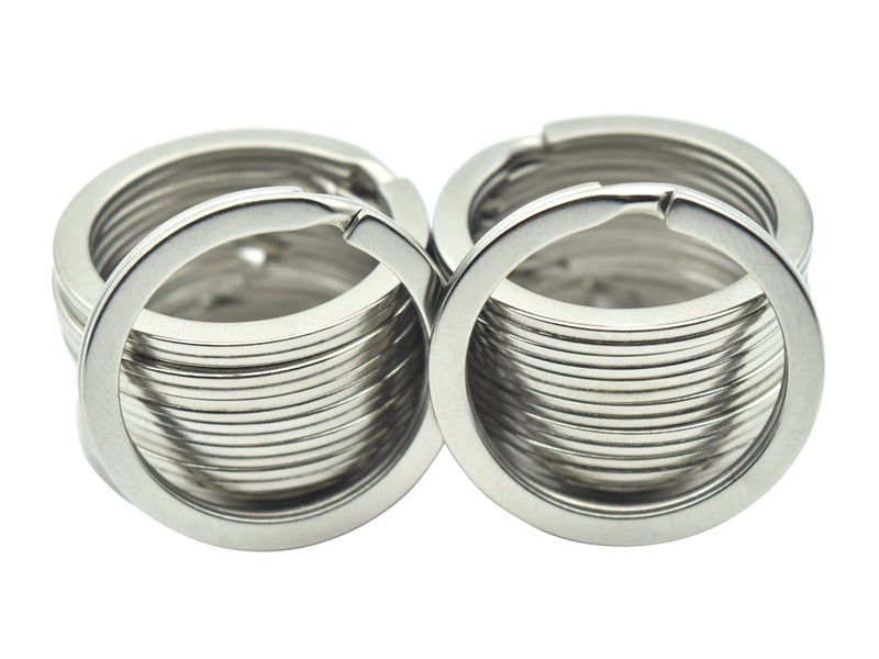 ZoloAJay 20 Pack Key Ring Keychain 1 Inch 25mm Diameter Metal Flat Split Key Chains Rings for Home Car Dog Tag Office Lanyards Keys Attachment Silver - Image 1