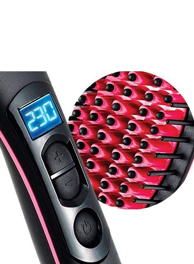NIBEMINENT Electric Hair Straightener Brush With LCD Screen Black/Red - Image 2
