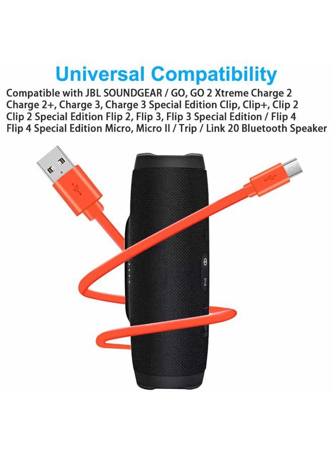 VOTY Replacement Micro USB Charger Flat Cable CordFast Charging Power Supply Cable Line for JBL Wireless Bluetooth Speaker Logitech UE Boom GO Xtreme Charge Clip Flip 2 2+ 3 4 Pluse 3.3FT 2 Pack - Image 5