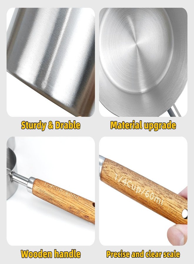 JOBVERT 4 Pcs Dog Food Scoop, Stainless Steel 1 Cup, 1/2 Cup, 1/3 Cup, 1/4 Cup Measuring Cup, Cat Food Scoop with Wood Handle, Pet Food Scoop - Image 3