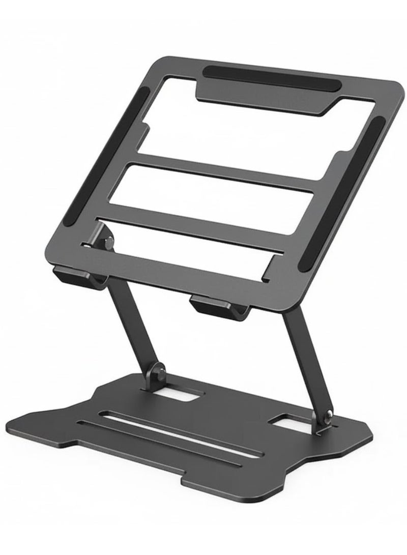 طلال حامل كمبيوتر محمول للمكتب - حامل كمبيوتر محمول مريح قابل للطي مع دوران 360 درجة، ارتفاع وزاوية قابلة للتعديل، قاعدة معدنية مضادة للانزلاق، حامل كمبيوتر محمول محمول متوافق مع أجهزة MacBook وHP وDell وجميع أجهزة الكمبيوتر المحمولة - Image 1