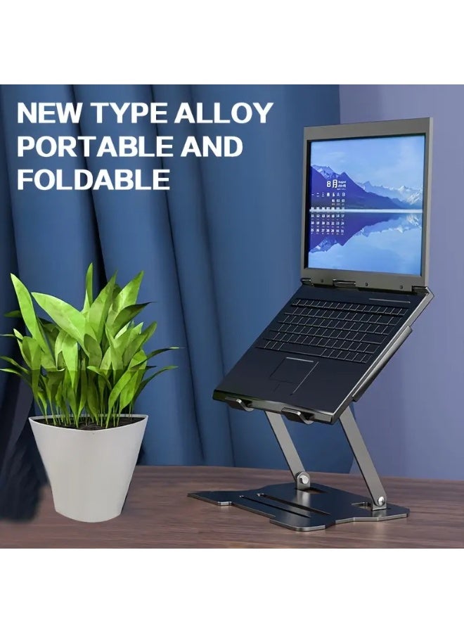 طلال حامل كمبيوتر محمول للمكتب - حامل كمبيوتر محمول مريح قابل للطي مع دوران 360 درجة، ارتفاع وزاوية قابلة للتعديل، قاعدة معدنية مضادة للانزلاق، حامل كمبيوتر محمول محمول متوافق مع أجهزة MacBook وHP وDell وجميع أجهزة الكمبيوتر المحمولة - Image 2