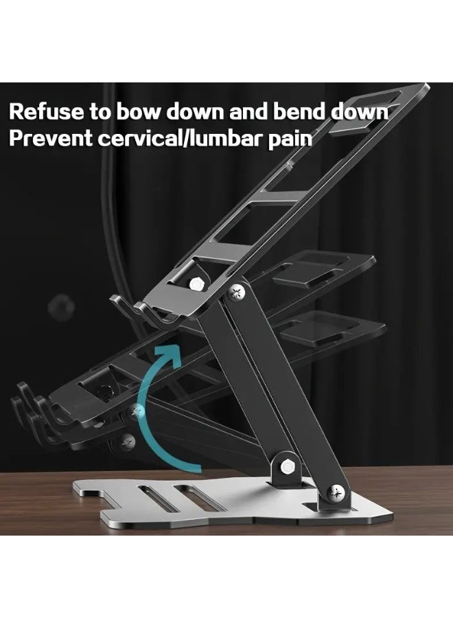 طلال حامل كمبيوتر محمول للمكتب - حامل كمبيوتر محمول مريح قابل للطي مع دوران 360 درجة، ارتفاع وزاوية قابلة للتعديل، قاعدة معدنية مضادة للانزلاق، حامل كمبيوتر محمول محمول متوافق مع أجهزة MacBook وHP وDell وجميع أجهزة الكمبيوتر المحمولة - Image 4