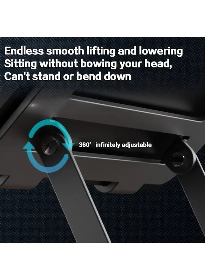 طلال حامل كمبيوتر محمول للمكتب - حامل كمبيوتر محمول مريح قابل للطي مع دوران 360 درجة، ارتفاع وزاوية قابلة للتعديل، قاعدة معدنية مضادة للانزلاق، حامل كمبيوتر محمول محمول متوافق مع أجهزة MacBook وHP وDell وجميع أجهزة الكمبيوتر المحمولة - Image 3