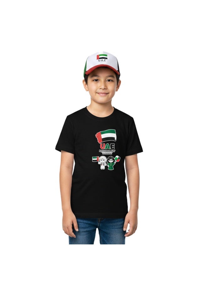 المنزل الذكي قميص اليوم الوطني الذكي مع قبعة للأطفال احتفل باليوم الوطني لدولة الإمارات العربية المتحدة بأناقة ارتدِ ملابس مناسبة للمناسبات الوطنية الاحتفالية - Image 1