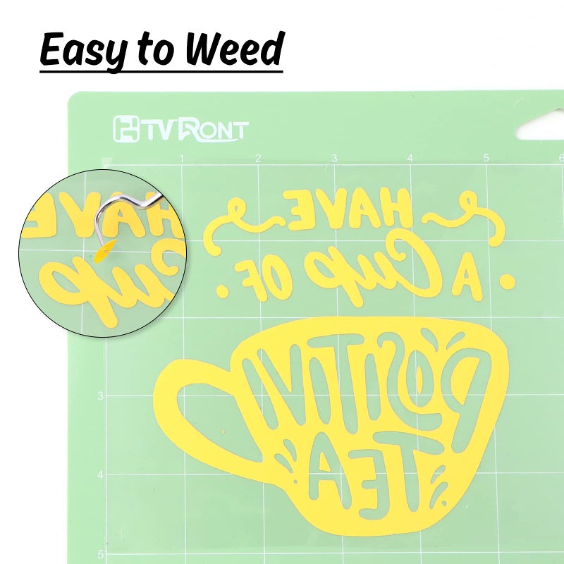 HTVRONT لفائف الفينيل HTVRONT صفراء 12" × 5 قدم - فينيل نقل حراري سهل القطع والإزالة للقمصان، فينيل للكي لجميع آلات القطع - Image 4