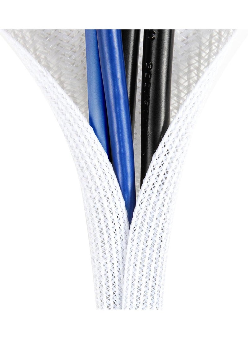 AGPtEK Cable Management Sleeve – 2M Length and 1.7CM Diameter Flexible Wire Organizer Tube for Tidying and Protecting Cables Behind Desk, Computer, or TV – Self-Closing Split Design, Easy to Cut to Desired Length, Protects Cords from Pets Chewing – Home and Office Cable Organizer – Wire Protection Sleeve – White Color - Image 1