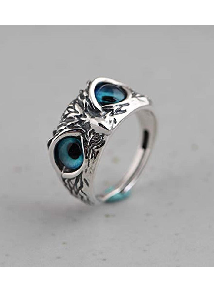 Owl Blue Eye Fashion Ring Adjustable Size Jewelry for Men and Women  - Image 3