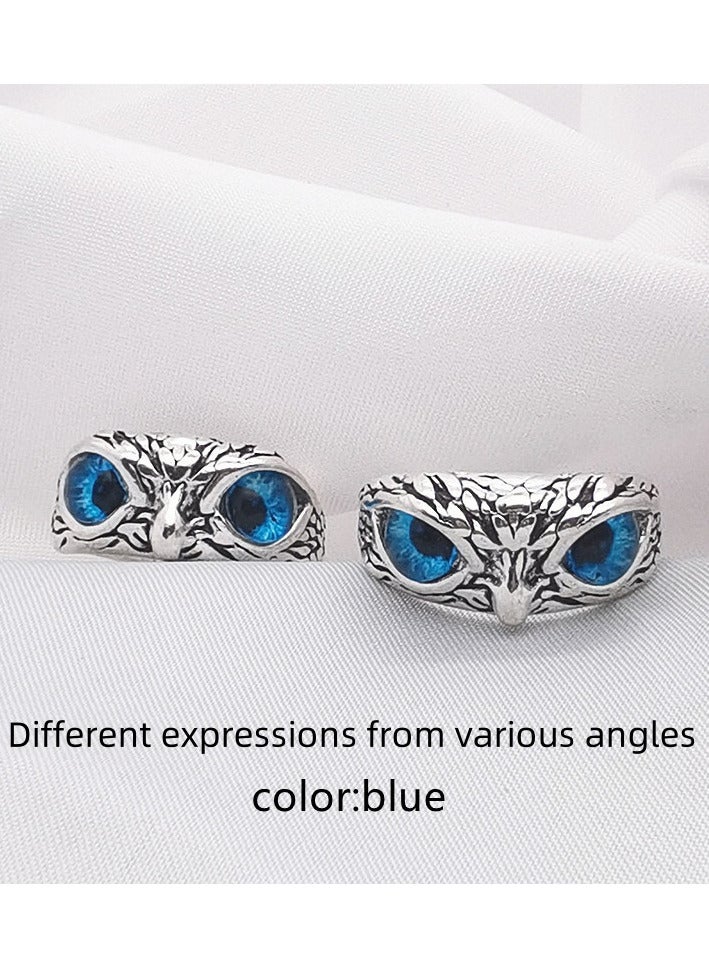Owl Blue Eye Fashion Ring Adjustable Size Jewelry for Men and Women  - Image 2