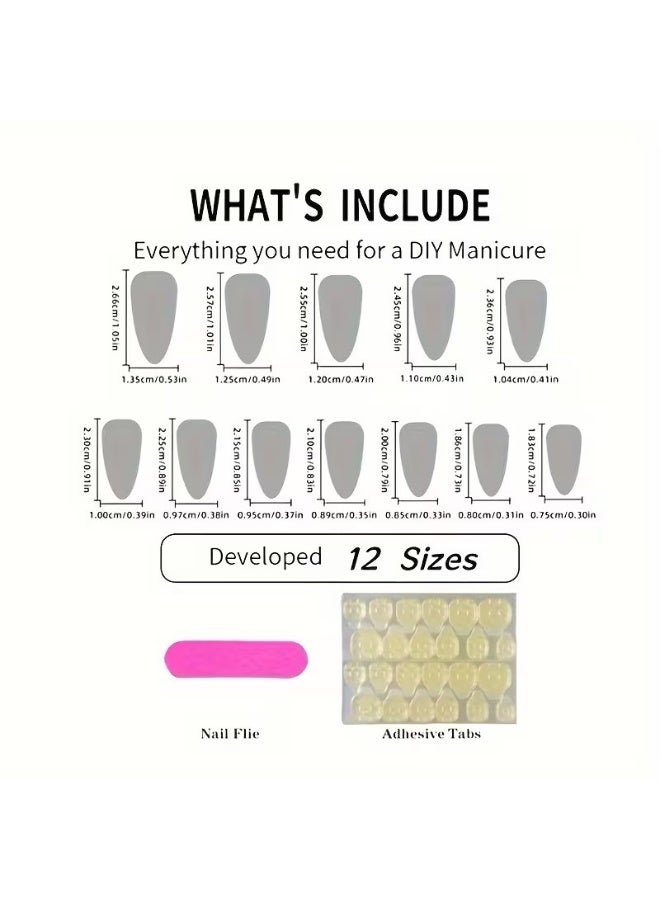 Goolsky 24-Piece Mixed Color System Press-On Nails Set - Short Drop Shape with Plant Pattern and Strobe Finish - Image 3