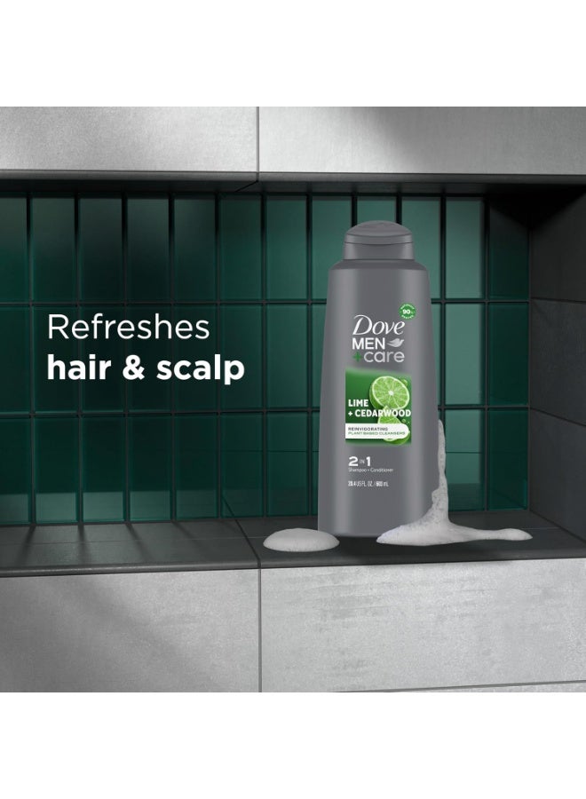 Dove Men+Care 2 in 1 Shampoo and Conditioner For Healthy-Looking Hair Lime + Cedarwood 603 ML - Image 4