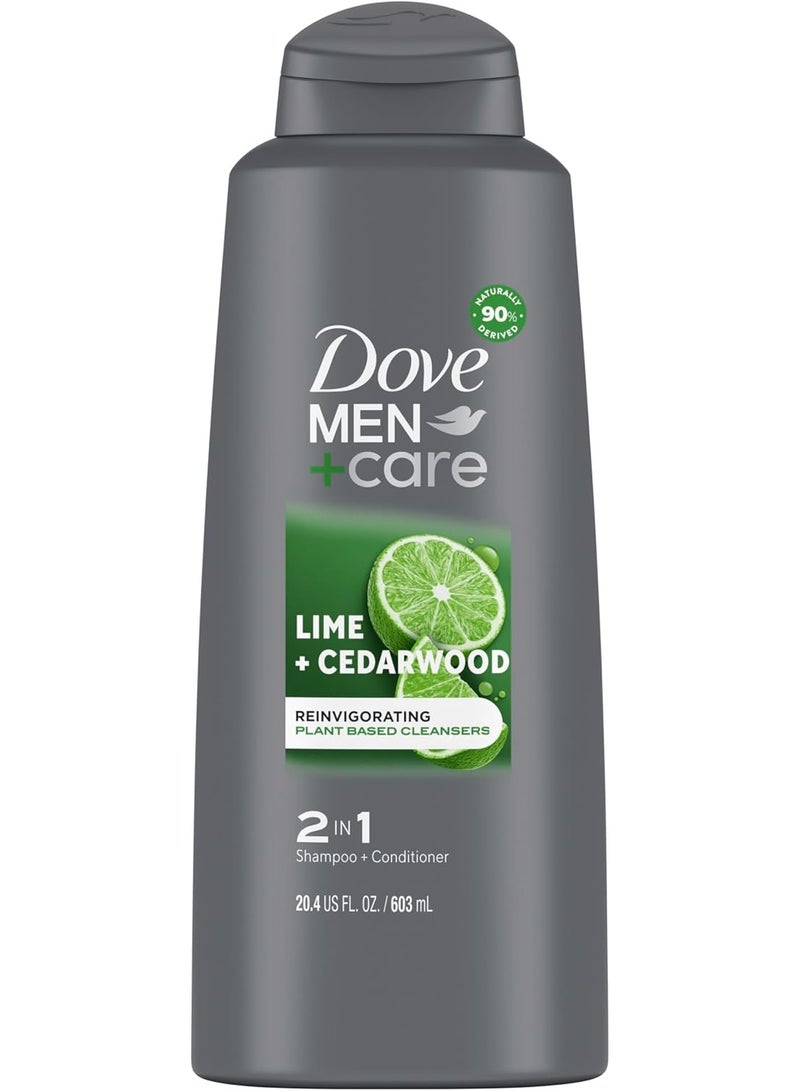 Dove Men+Care 2 in 1 Shampoo and Conditioner For Healthy-Looking Hair Lime + Cedarwood 603 ML - Image 1