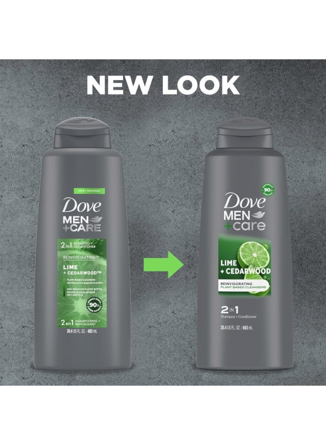 Dove Men+Care 2 in 1 Shampoo and Conditioner For Healthy-Looking Hair Lime + Cedarwood 603 ML - Image 2