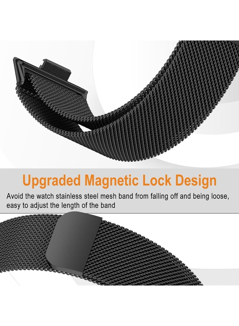 O Ozone (Pack of 2) Straps Compatible with Huawei Watch Fit 4 / Fit 4 Pro/Fit 3, Metal Mesh with Magnetic Closure, Magnetic Milanese Loop Replacement for Men & Women - Black/Silver - Image 4