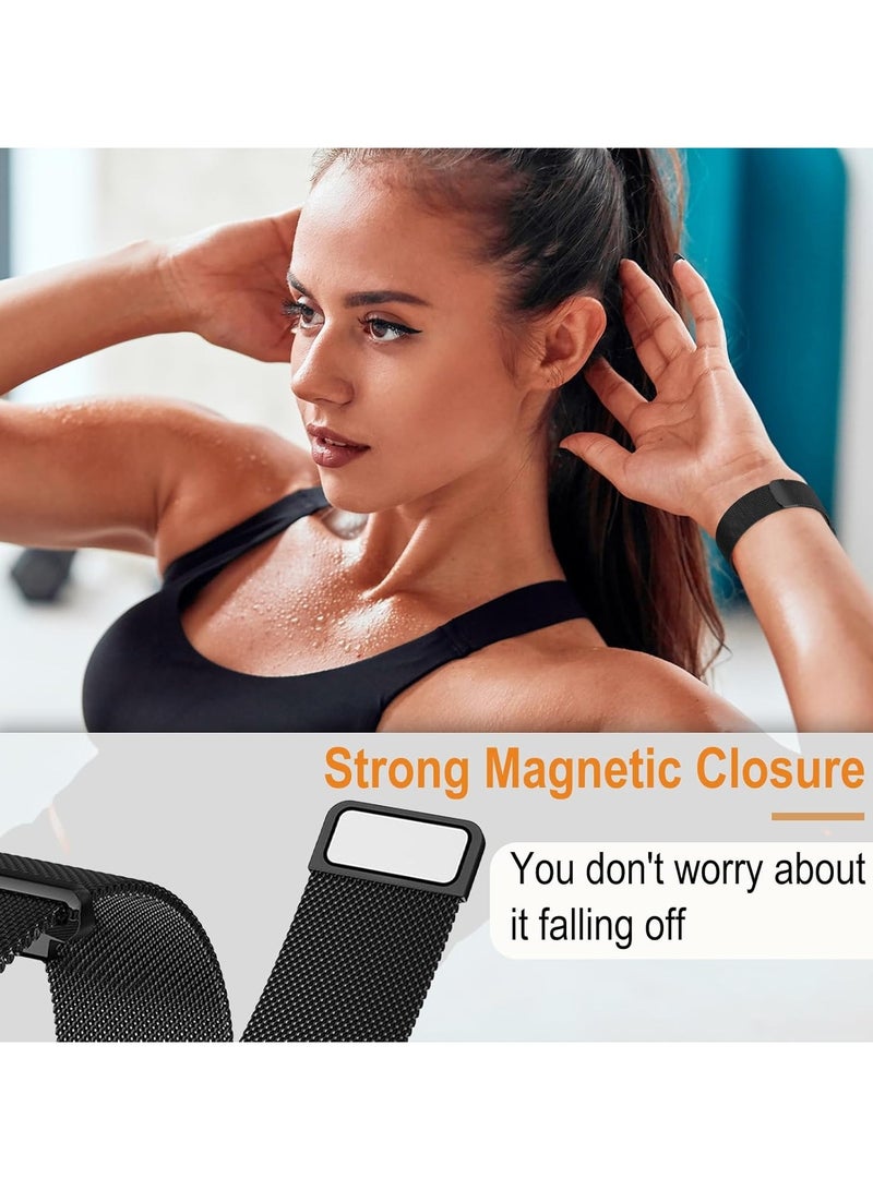 O Ozone (Pack of 2) Straps Compatible with Huawei Watch Fit 4 / Fit 4 Pro/Fit 3, Metal Mesh with Magnetic Closure, Magnetic Milanese Loop Replacement for Men & Women - Black/Silver - Image 5